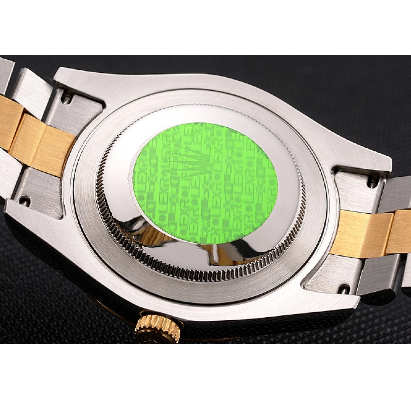 Aaa replica watch Swiss Two Dial Black Tone Gold Bracelet Steel Stainless Bezel Case Rolex Datejust 0725